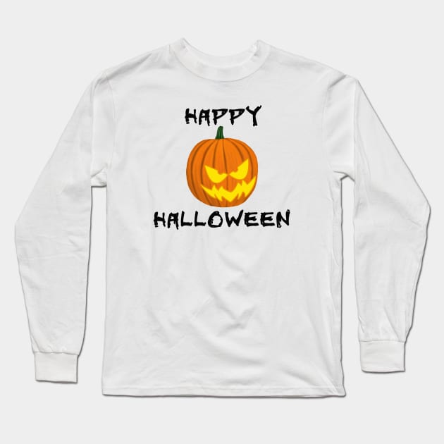 Happy Halloween Scary Smile Jack O Lantern Long Sleeve T-Shirt by ckandrus